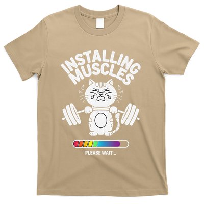 Installing Muscles Please Wait Cat Workout Gym Fitness T-Shirt