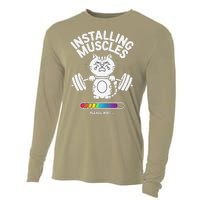 Installing Muscles Please Wait Cat Workout Gym Fitness Cooling Performance Long Sleeve Crew