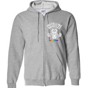 Installing Muscles Please Wait Cat Workout Gym Fitness Full Zip Hoodie