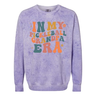 In My Pickleball Grandpa Era Funny Groovy S Gift Colorblast Crewneck Sweatshirt