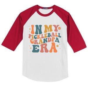 In My Pickleball Grandpa Era Funny Groovy S Gift Kids Colorblock Raglan Jersey