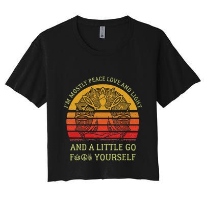 IM Mostly Peace Love And Light And A Little Go Yoga Vintage Crop Top