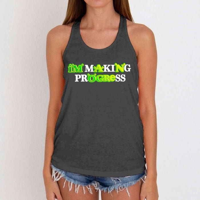 I’M Making Progress Funny Women's Knotted Racerback Tank