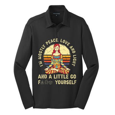 Im Mostly Peace Love And Light And A Little Yoga Silk Touch Performance Long Sleeve Polo