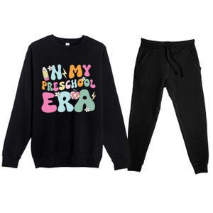 In My Preschool Era Cute Groovy Back To School Teachers Gift Premium Crewneck Sweatsuit Set