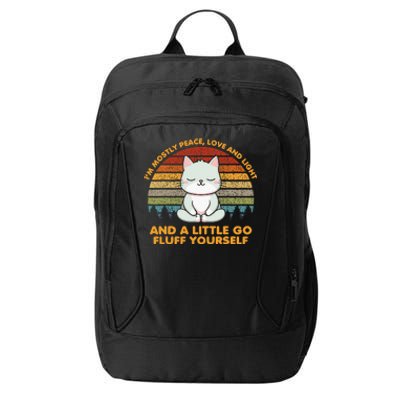 IM Mostly Peace Love And Light And A Little Go Cat Yoga City Backpack