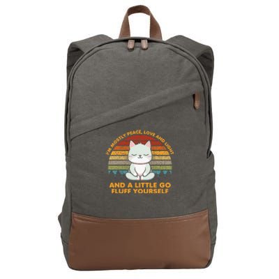 IM Mostly Peace Love And Light And A Little Go Cat Yoga Cotton Canvas Backpack