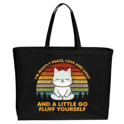 IM Mostly Peace Love And Light And A Little Go Cat Yoga Cotton Canvas Jumbo Tote