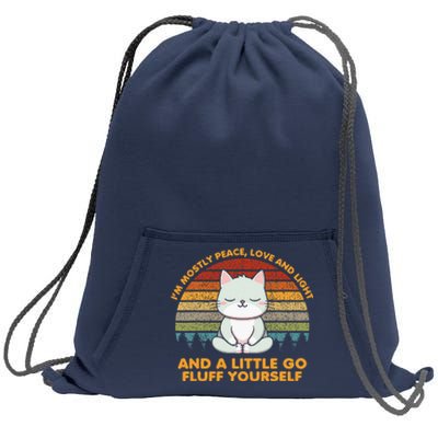 IM Mostly Peace Love And Light And A Little Go Cat Yoga Sweatshirt Cinch Pack Bag