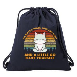 IM Mostly Peace Love And Light And A Little Go Cat Yoga Drawstring Bag