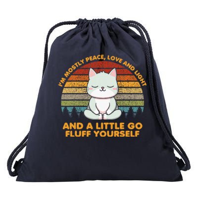 IM Mostly Peace Love And Light And A Little Go Cat Yoga Drawstring Bag