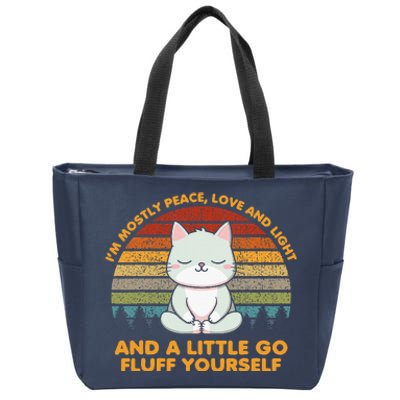 IM Mostly Peace Love And Light And A Little Go Cat Yoga Zip Tote Bag