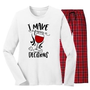 I Make Pour Decisions Beer Puns Funny Puns Funny Alcohol Women's Long Sleeve Flannel Pajama Set 