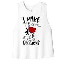 I Make Pour Decisions Beer Puns Funny Puns Funny Alcohol Women's Racerback Cropped Tank