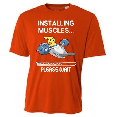 Installing Muscles Parrot Cockatiel Funny Gym Weightlifting Great Gift Cooling Performance Crew T-Shirt