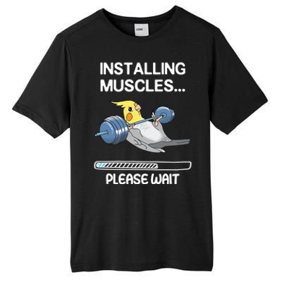 Installing Muscles Parrot Cockatiel Funny Gym Weightlifting Great Gift Tall Fusion ChromaSoft Performance T-Shirt