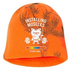 Installing Muscles Please Wait Cat Workout Gym Fitness Kati - Camo Knit Beanie