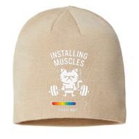 Installing Muscles Please Wait Cat Workout Gym Fitness Sustainable Beanie