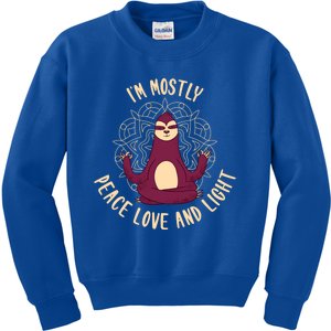 Im Mostly Peace Love And Light Yoga Sloth Meaningful Gift Kids Sweatshirt