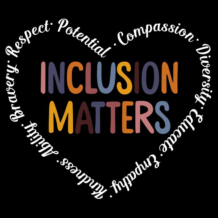 Inclusion Matters Positive Diversity Kindness Matter Heart 7-Panel Snapback Hat