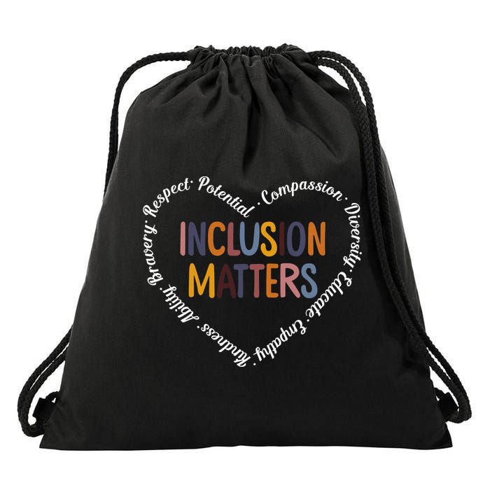 Inclusion Matters Positive Diversity Kindness Matter Heart Drawstring Bag