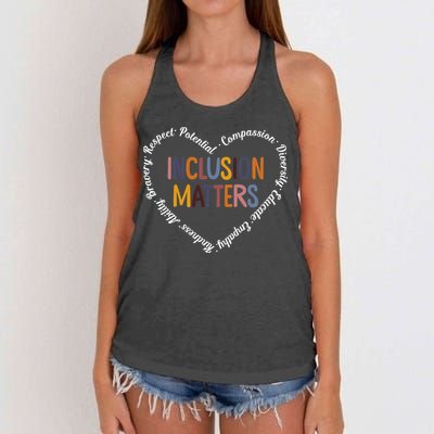 Inclusion Matters Positive Diversity Kindness Matter Heart Women's Knotted Racerback Tank