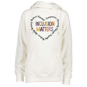 Inclusion Matters Positive Diversity Kindness Matter Heart Womens Funnel Neck Pullover Hood