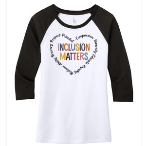 Inclusion Matters Positive Diversity Kindness Matter Heart Women's Tri-Blend 3/4-Sleeve Raglan Shirt