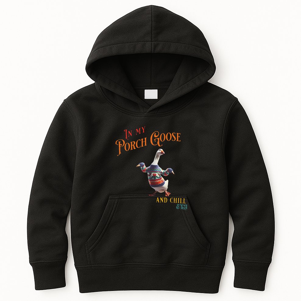 In My Porch Goose And Chill Era Funny Kids Hoodie