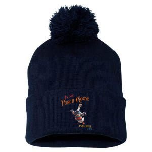 In My Porch Goose And Chill Era Funny Pom Pom 12in Knit Beanie