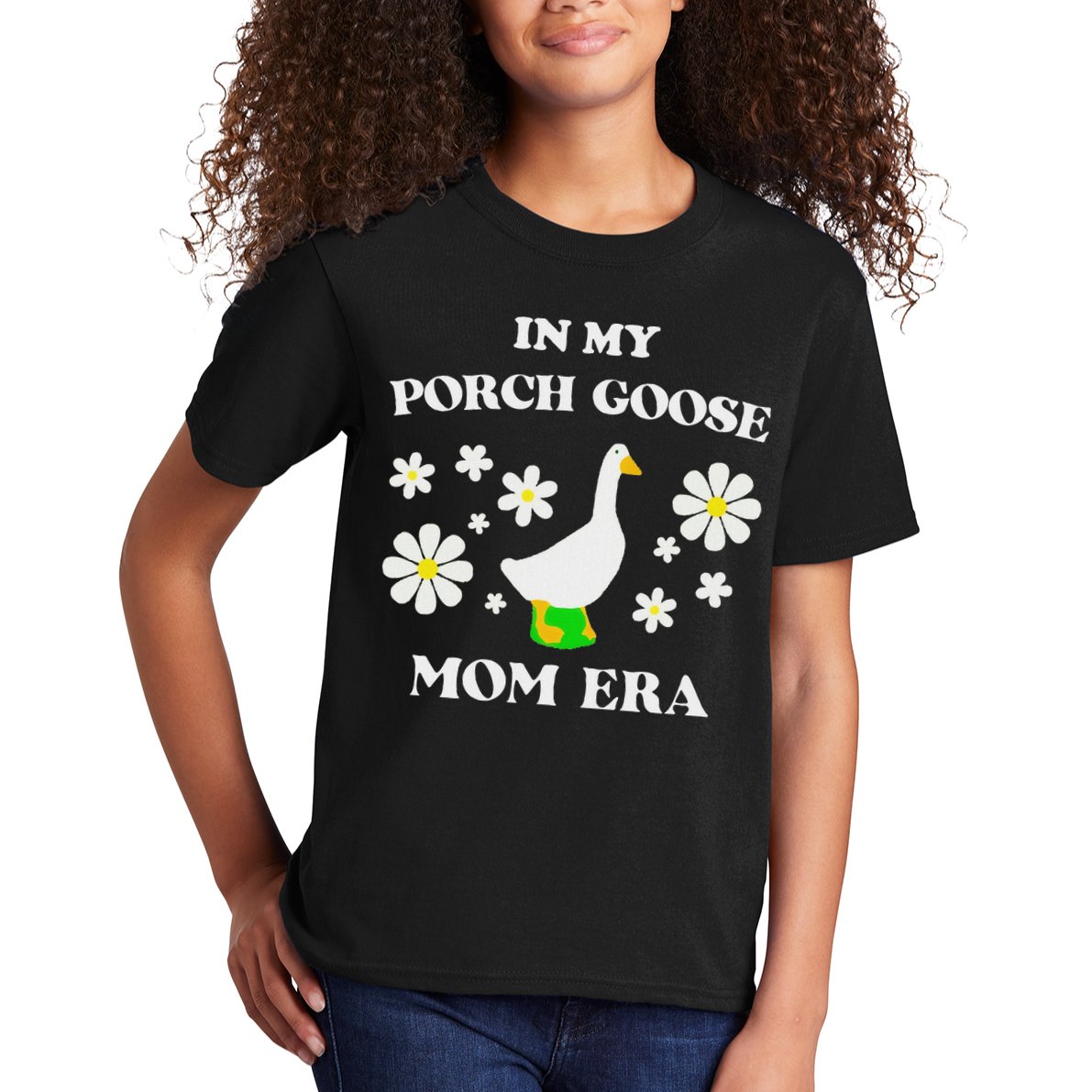 In My Porch Goose Mom Era Goose Clothes Silly Cute Groovy Kids T-Shirt