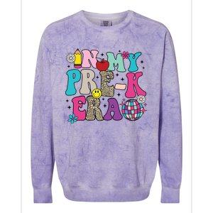 In My Prek Era Back To School Retro Groovy Preschool Colorblast Crewneck Sweatshirt