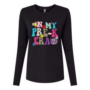 In My Prek Era Back To School Retro Groovy Preschool Womens Cotton Relaxed Long Sleeve T-Shirt