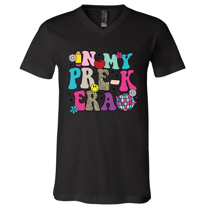 In My Prek Era Back To School Retro Groovy Preschool V-Neck T-Shirt