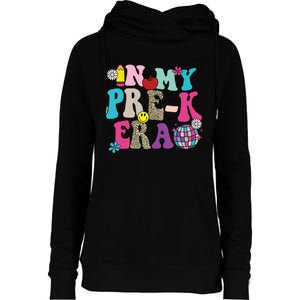 In My Prek Era Back To School Retro Groovy Preschool Womens Funnel Neck Pullover Hood