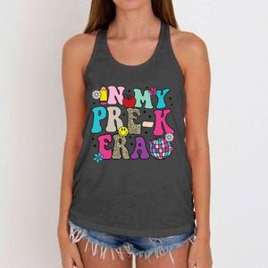 In My Prek Era Back To School Retro Groovy Preschool Women's Knotted Racerback Tank