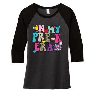 In My Prek Era Back To School Retro Groovy Preschool Women's Tri-Blend 3/4-Sleeve Raglan Shirt