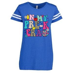 In My Prek Era Back To School Retro Groovy Preschool Enza Ladies Jersey Football T-Shirt