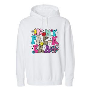 In My Prek Era Back To School Retro Groovy Preschool Garment-Dyed Fleece Hoodie