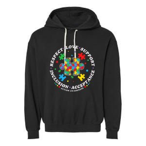 Inclusion Matters puzzle Support Autism Awareness Garment-Dyed Fleece Hoodie