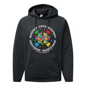 Inclusion Matters puzzle Support Autism Awareness Performance Fleece Hoodie