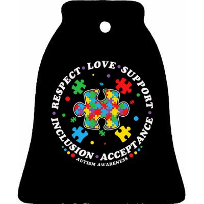 Inclusion Matters puzzle Support Autism Awareness Ceramic Bell Ornament