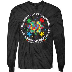 Inclusion Matters puzzle Support Autism Awareness Tie-Dye Long Sleeve Shirt