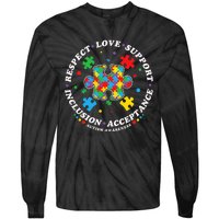 Inclusion Matters puzzle Support Autism Awareness Tie-Dye Long Sleeve Shirt