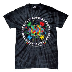 Inclusion Matters puzzle Support Autism Awareness Tie-Dye T-Shirt