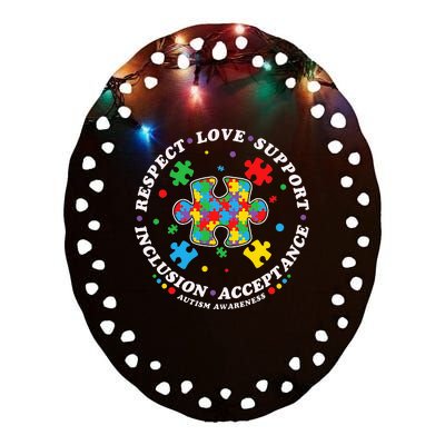 Inclusion Matters puzzle Support Autism Awareness Ceramic Oval Ornament