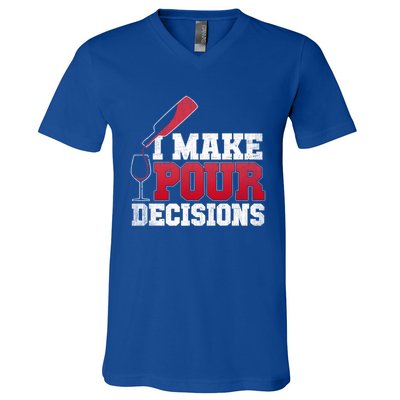 I Make Pour Decisions Wine Er And Funny Bartender Gift Great Gift V-Neck T-Shirt