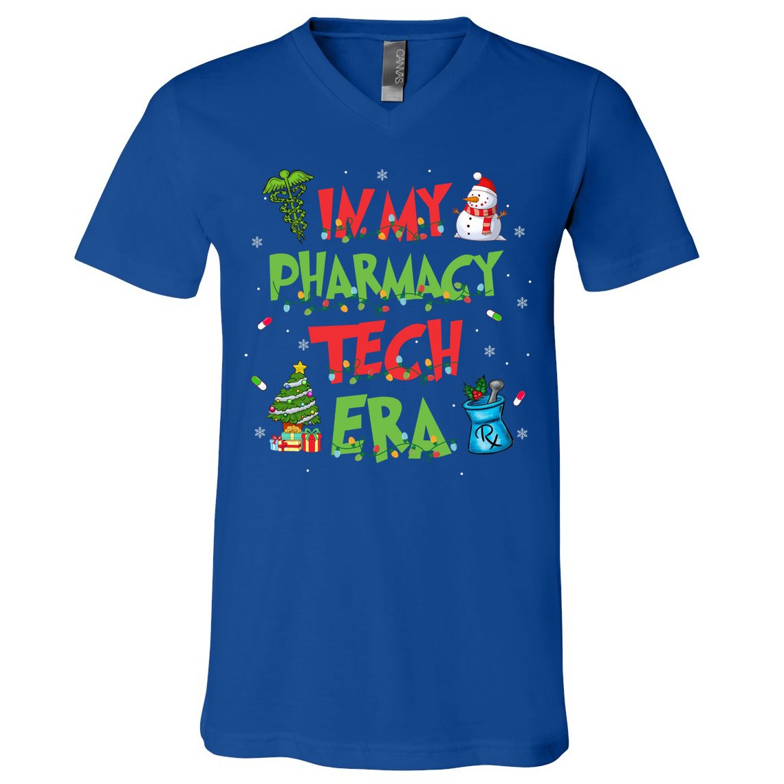 In My Pharmacy Tech Era Christmas Pharmacy Technician Gift V-Neck T-Shirt