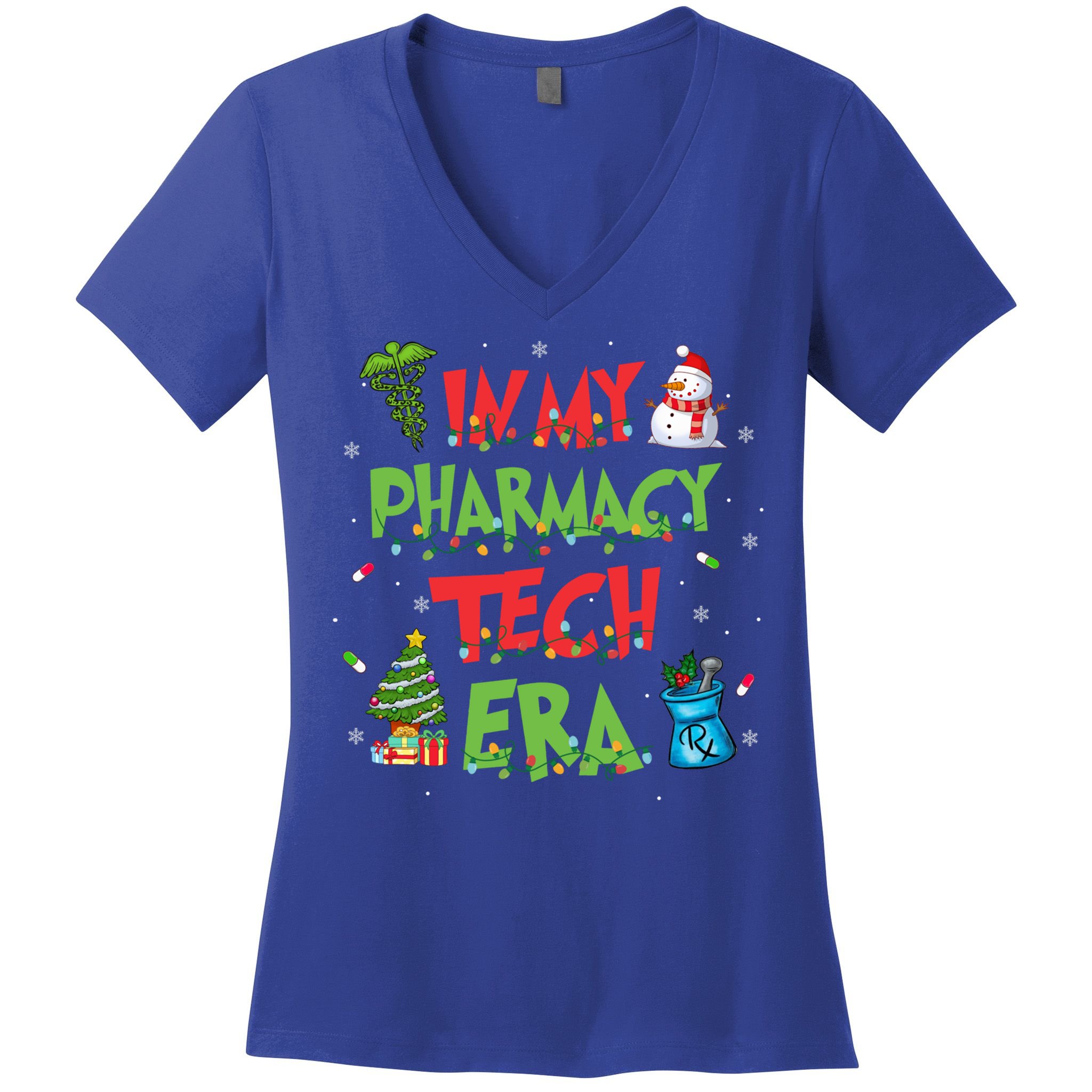 In My Pharmacy Tech Era Christmas Pharmacy Technician Gift Women's V-Neck T-Shirt