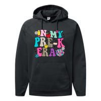 In My Prek Era Back To School Retro Groovy Preschool Performance Fleece Hoodie